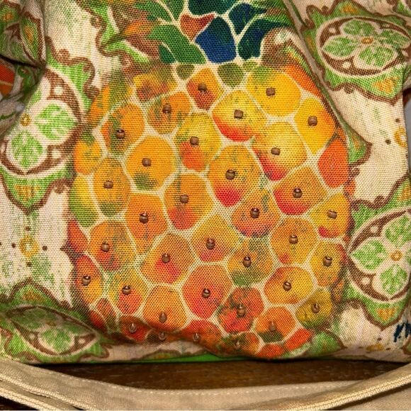 Paul Brent Embellished Pineapple Print Zipper Closure Crossbody Purse Bag - Picture 5 of 11